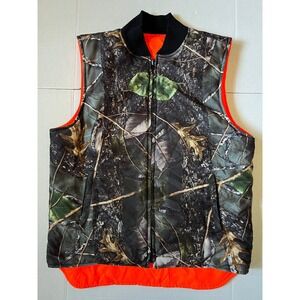 WFS ELEMENT GEAR - Men's Camo‎ Blaze Orange Reversible Hunting Vest - Size Large